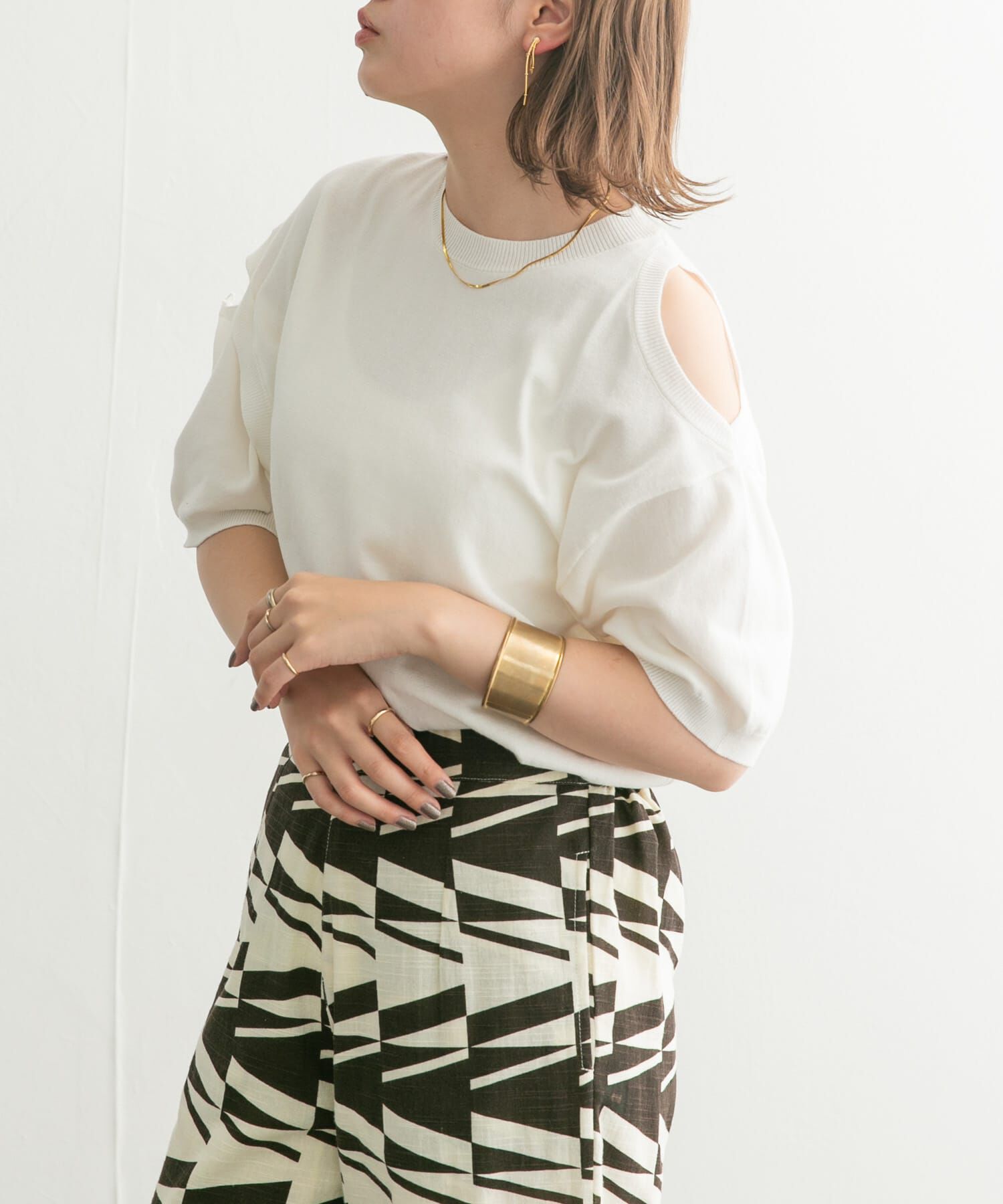  「2WAYカットアウトニット」|ニット・セーター|オフホワイト