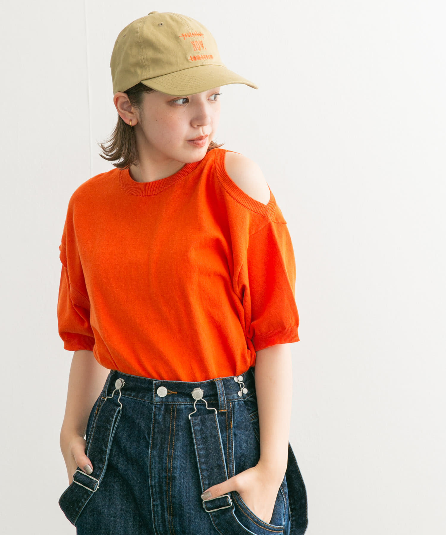  「2WAYカットアウトニット」|ニット・セーター|オレンジ