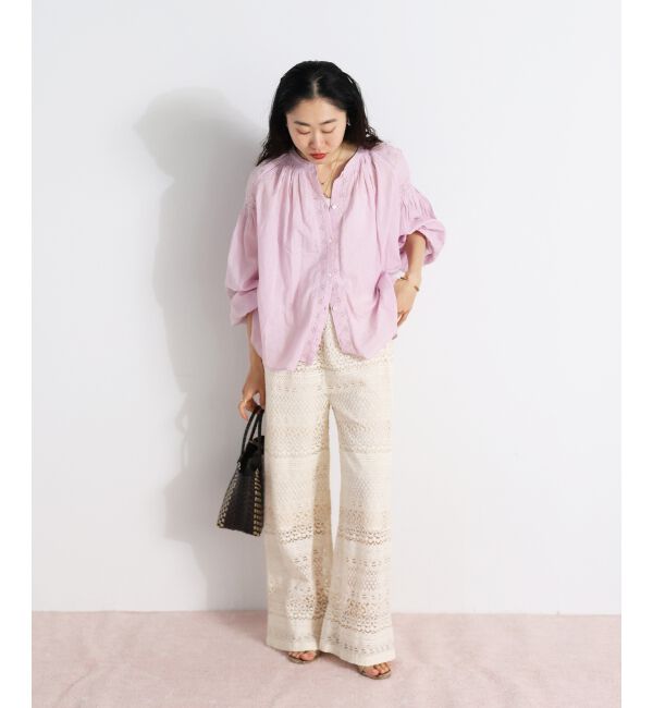  「Fanakaコットンレーヨンレースブラウス」|シャツ・ブラウス|