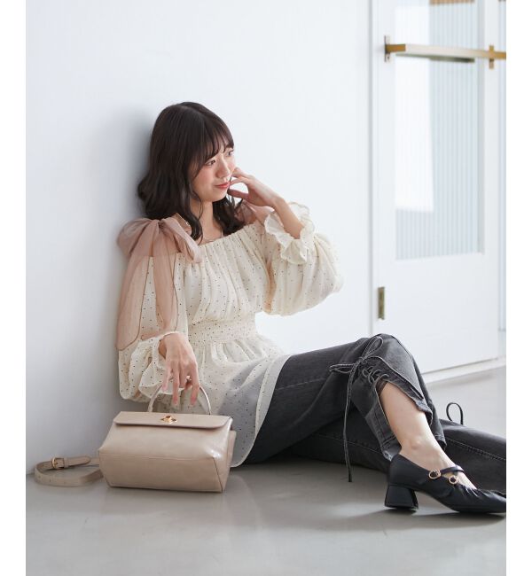 MAJESTICLEGON「ショルダーリボンオフショルチュニック」|シャツ・ブラウス|