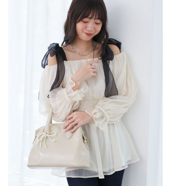 MAJESTICLEGON「ショルダーリボンオフショルチュニック」|シャツ・ブラウス|
