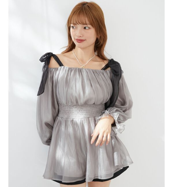 MAJESTICLEGON「ショルダーリボンオフショルチュニック」|シャツ・ブラウス|