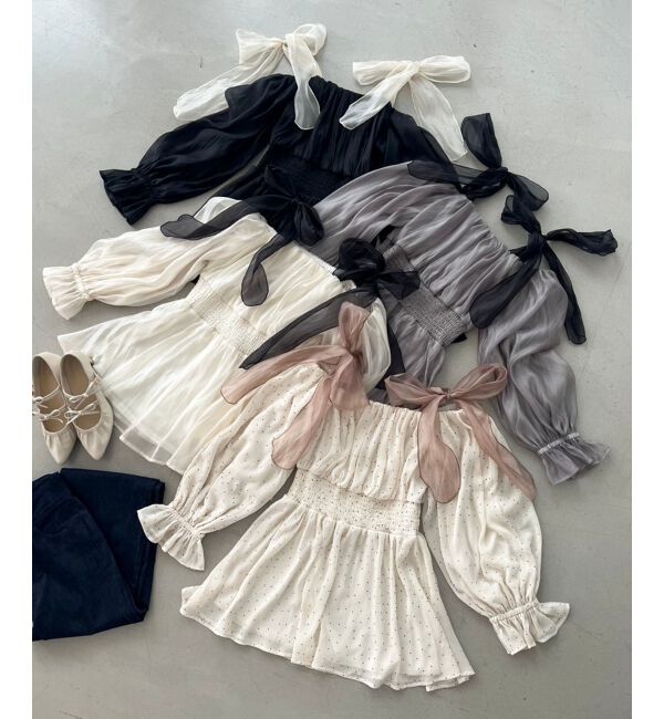 MAJESTICLEGON「ショルダーリボンオフショルチュニック」|シャツ・ブラウス|