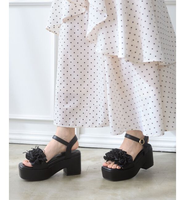  「ミルフィーユフリル厚底サンダル」|サンダル|