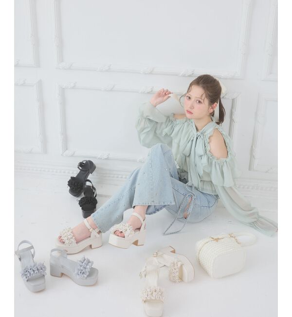  「ミルフィーユフリル厚底サンダル」|サンダル|