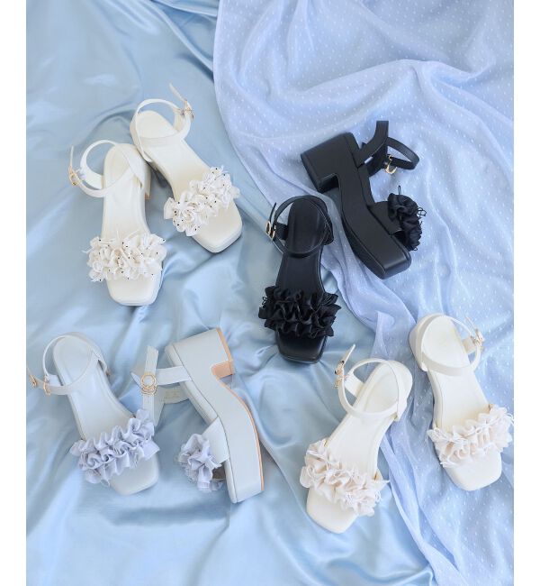  「ミルフィーユフリル厚底サンダル」|サンダル|