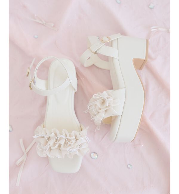  「ミルフィーユフリル厚底サンダル」|サンダル|