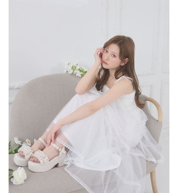  「ミルフィーユフリル厚底サンダル」|サンダル|