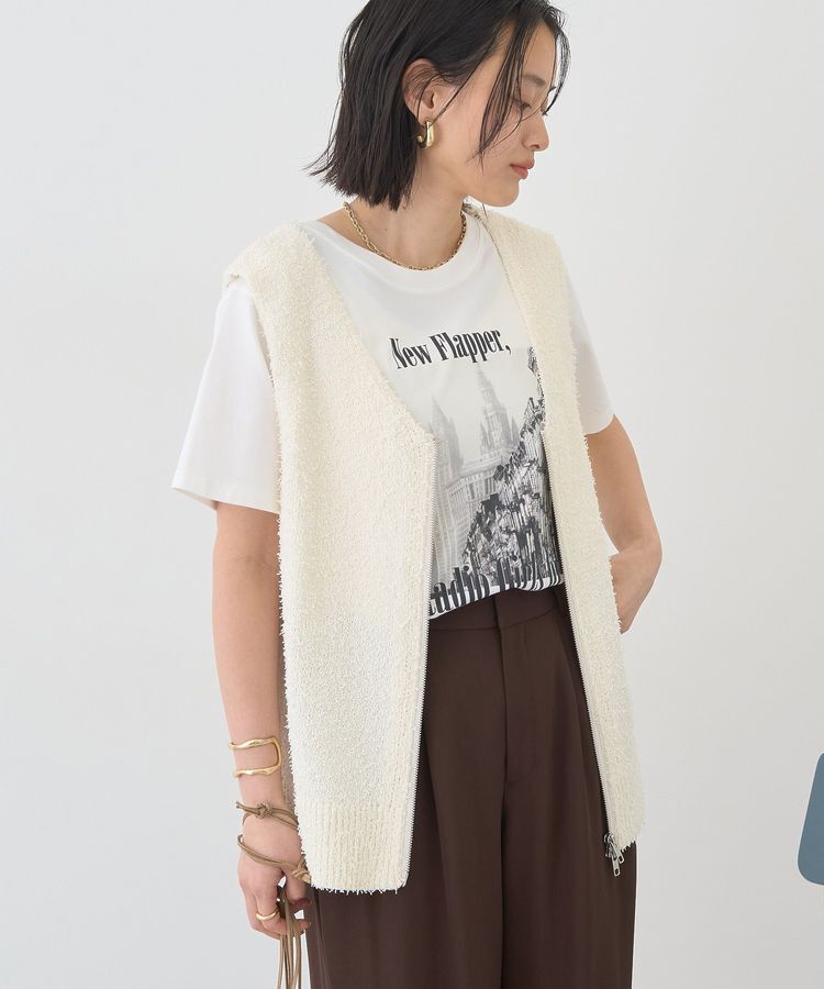 AMERICAN HOLIC「ダブルZIPシャギーニットベスト」|ベスト・ジレ|