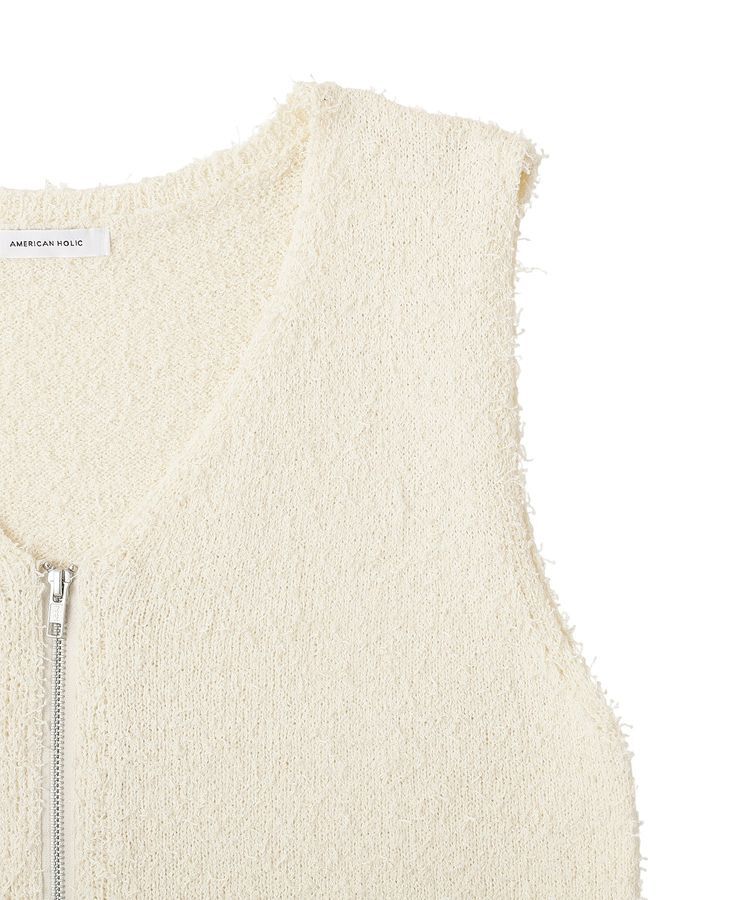 AMERICAN HOLIC「ダブルZIPシャギーニットベスト」|ベスト・ジレ|