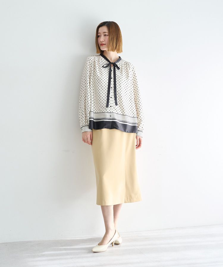 YECCA VECCA「ドットパネル柄リボンブラウス」|シャツ・ブラウス|