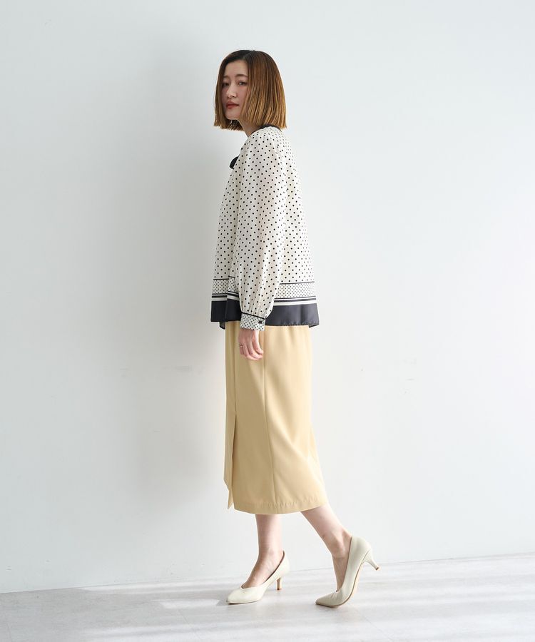 YECCA VECCA「ドットパネル柄リボンブラウス」|シャツ・ブラウス|
