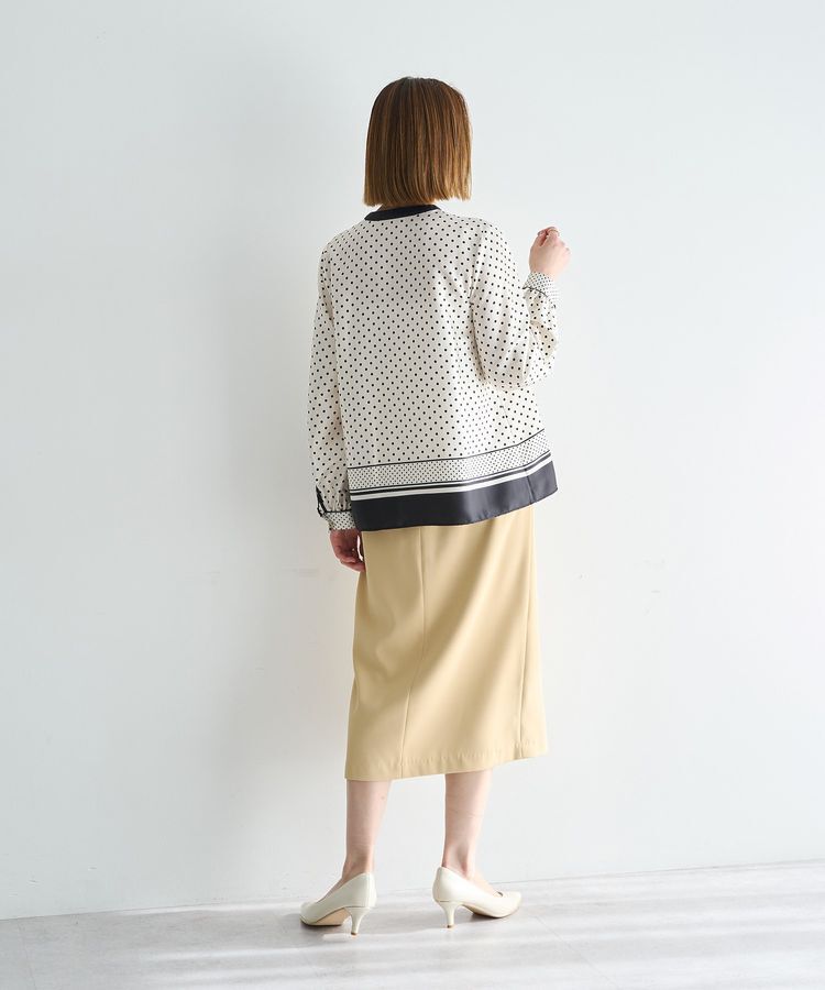 YECCA VECCA「ドットパネル柄リボンブラウス」|シャツ・ブラウス|