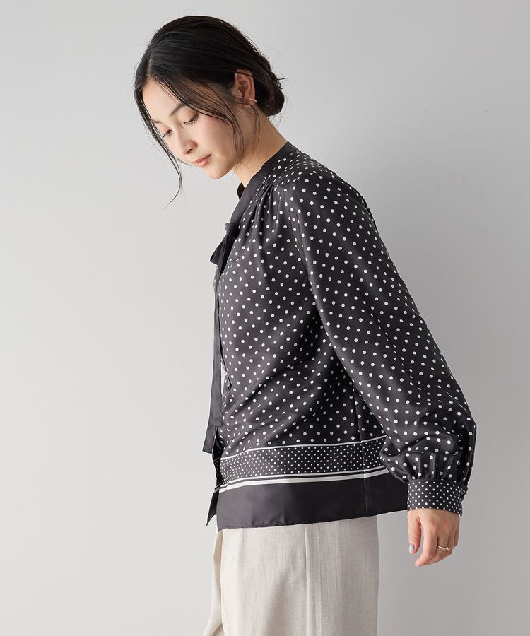 YECCA VECCA「ドットパネル柄リボンブラウス」|シャツ・ブラウス|