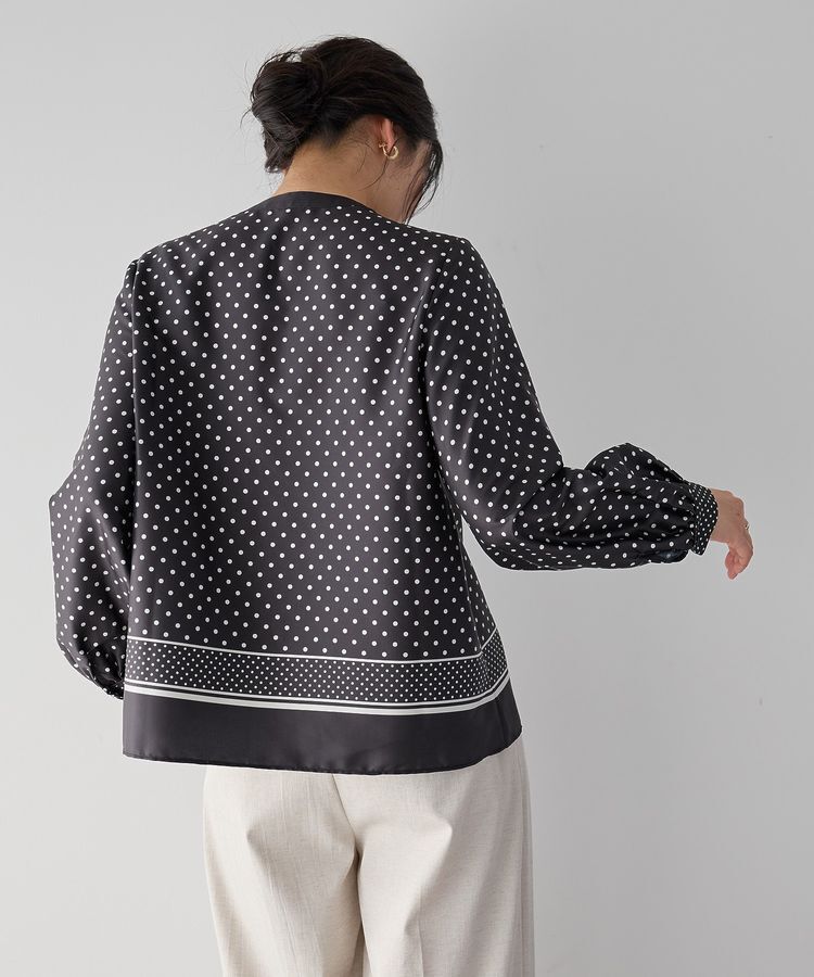 YECCA VECCA「ドットパネル柄リボンブラウス」|シャツ・ブラウス|