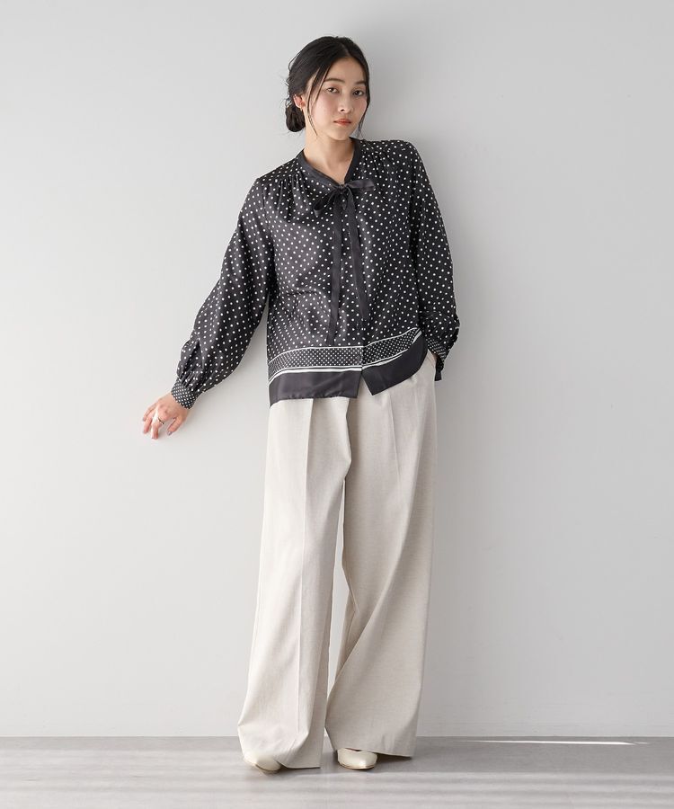 YECCA VECCA「ドットパネル柄リボンブラウス」|シャツ・ブラウス|