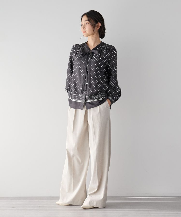 YECCA VECCA「ドットパネル柄リボンブラウス」|シャツ・ブラウス|
