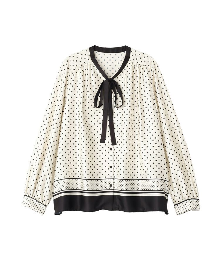 YECCA VECCA「ドットパネル柄リボンブラウス」|シャツ・ブラウス|