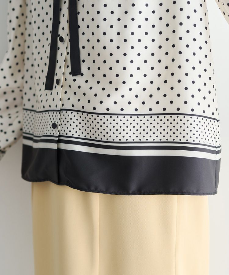 YECCA VECCA「ドットパネル柄リボンブラウス」|シャツ・ブラウス|