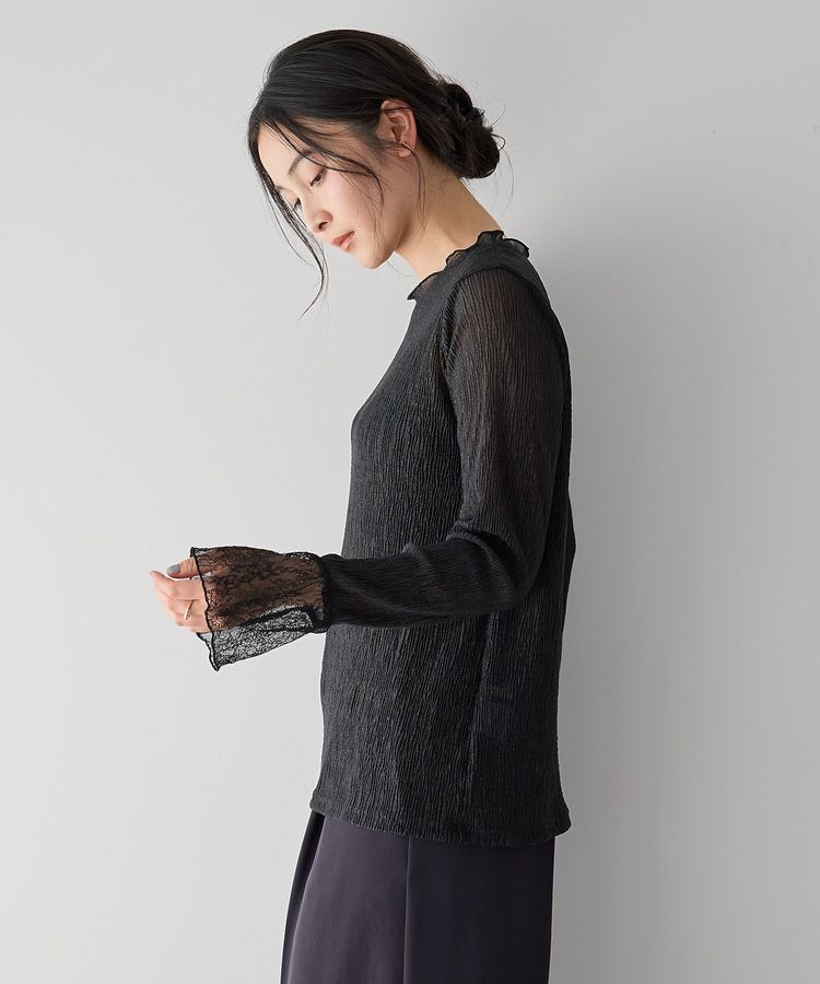 YECCA VECCA「袖レースシアートップス」|Tシャツ・カットソー|