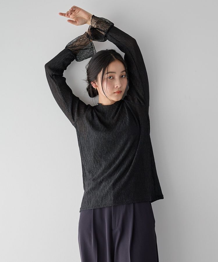 YECCA VECCA「袖レースシアートップス」|Tシャツ・カットソー|