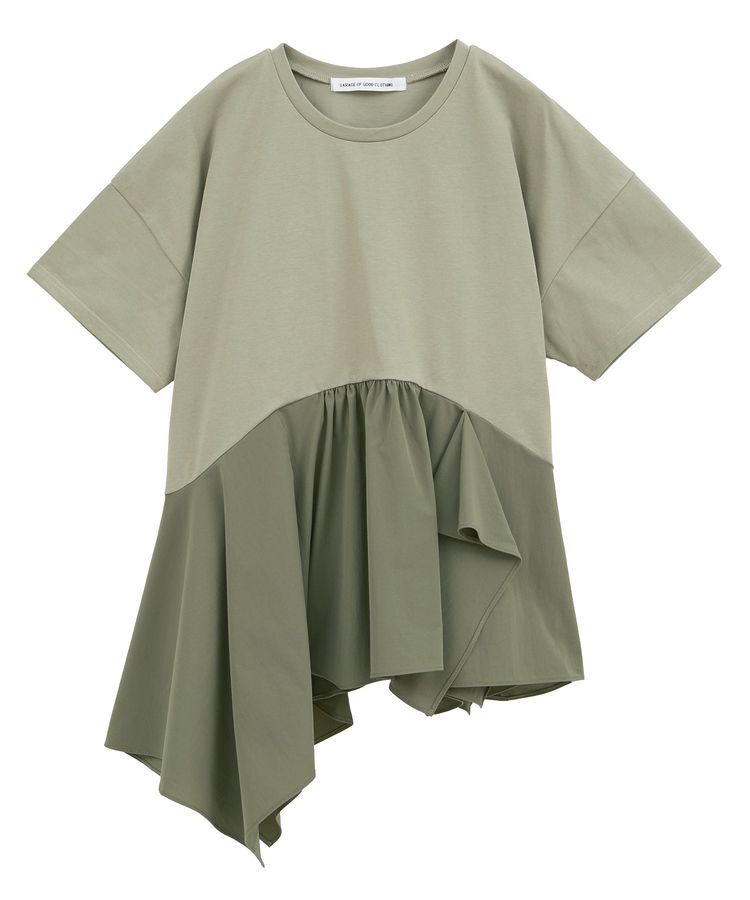 GARAGE OF GOOD CLOTHING「異素材MIXアシメドレーププルオーバー」|Tシャツ・カットソー|