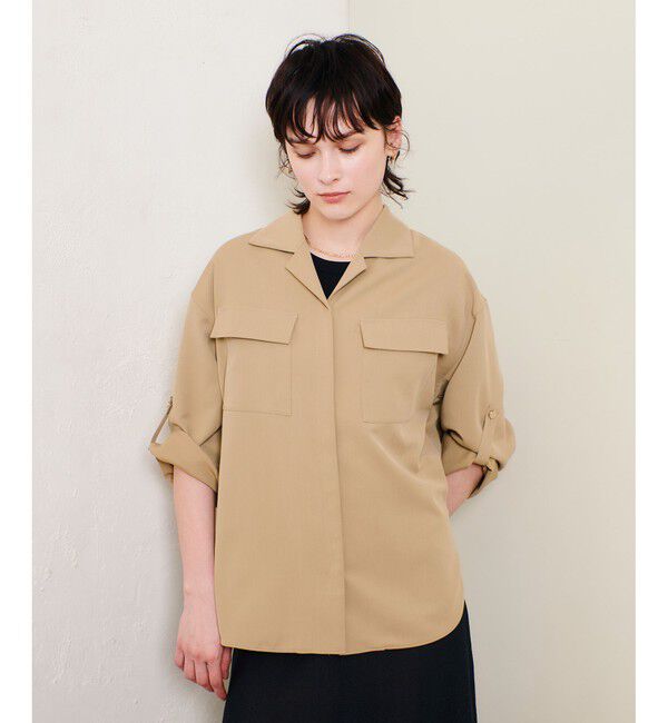 allureville「CRISPYカルゼターンバックシャツ」|シャツ・ブラウス|ベージュ
