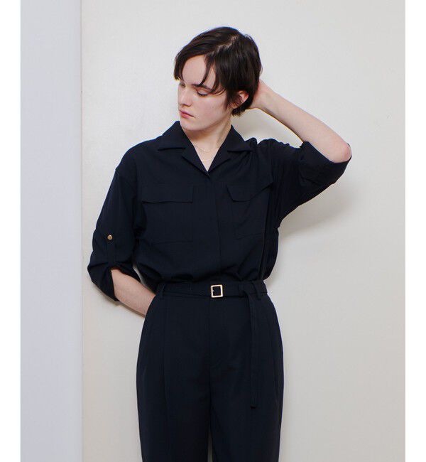 allureville「CRISPYカルゼターンバックシャツ」|シャツ・ブラウス|ネイビー