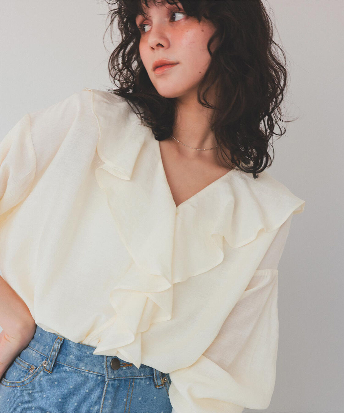 titivate「フリルカラーオーバーブラウス」|シャツ・ブラウス|