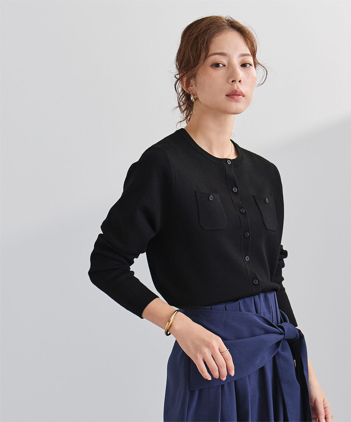 ur's「胸ポケットニットカーディガン」|ニット・セーター|ブラック