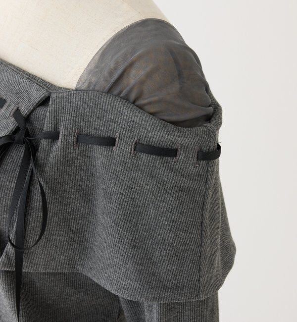  「配色リボンオフショルトップス」|プルオーバー|