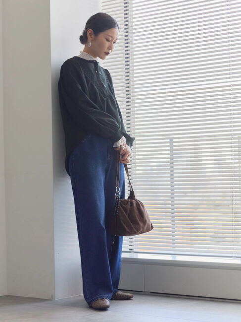 Samansa Mos2 blue「切替タックブラウス」|シャツ・ブラウス|