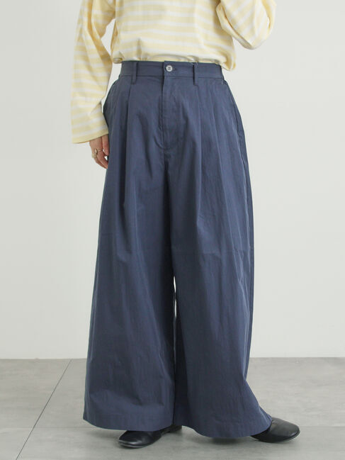 Samansa Mos2「綿ナイロンワイドパンツ」|その他|ネイビー
