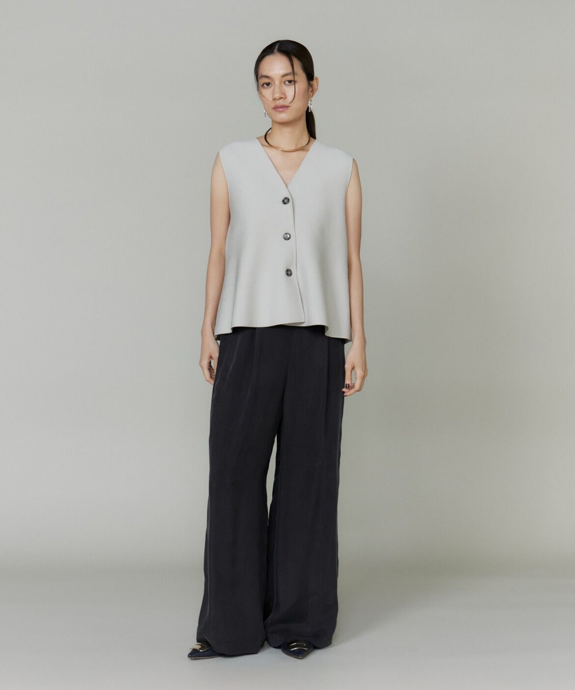 INED「ミラノリブニットジレ」|ニット・セーター|