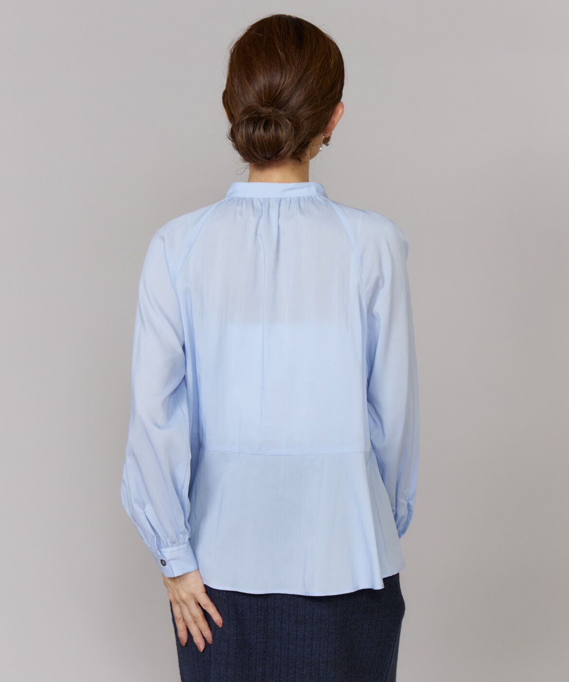 Le Souk「《大きいサイズ》バンドカラーペプラムブラウス」|シャツ・ブラウス|