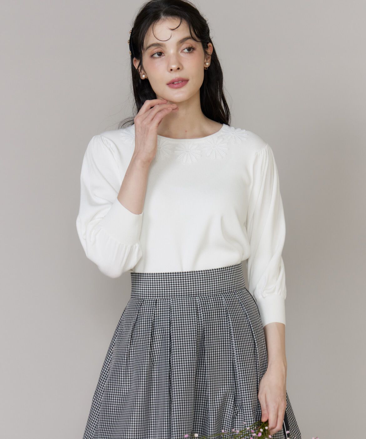 Maglie le cassetto「モチーフレースニットプルオーバー」|ニット・セーター|オフホワイト1