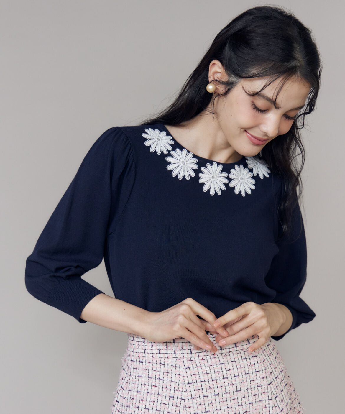 Maglie le cassetto「モチーフレースニットプルオーバー」|ニット・セーター|