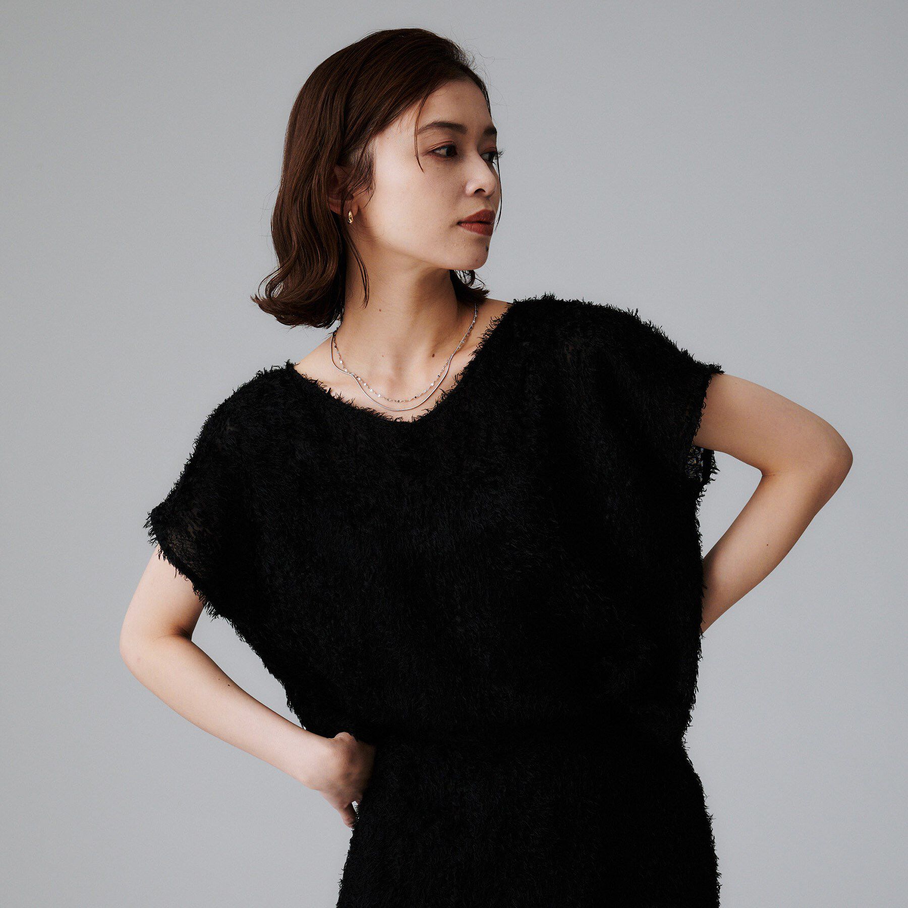 UNTITLED「【セットアップ可/洗える】フェザーフレンチスリーブブラウス」|シャツ・ブラウス|