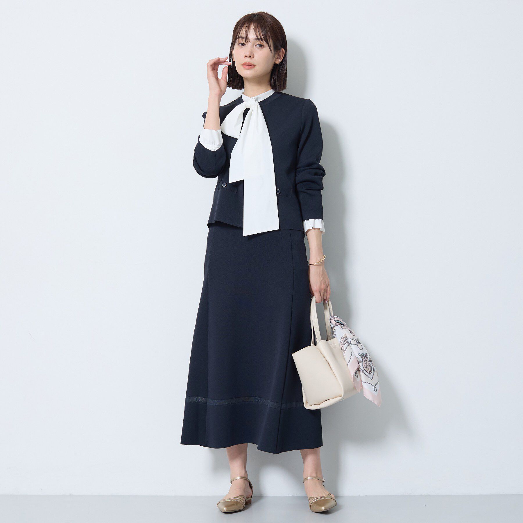 INDIVI「【洗える／SETUP可能】メタルボタンニットジャケット風カーディガン」|カーディガン|