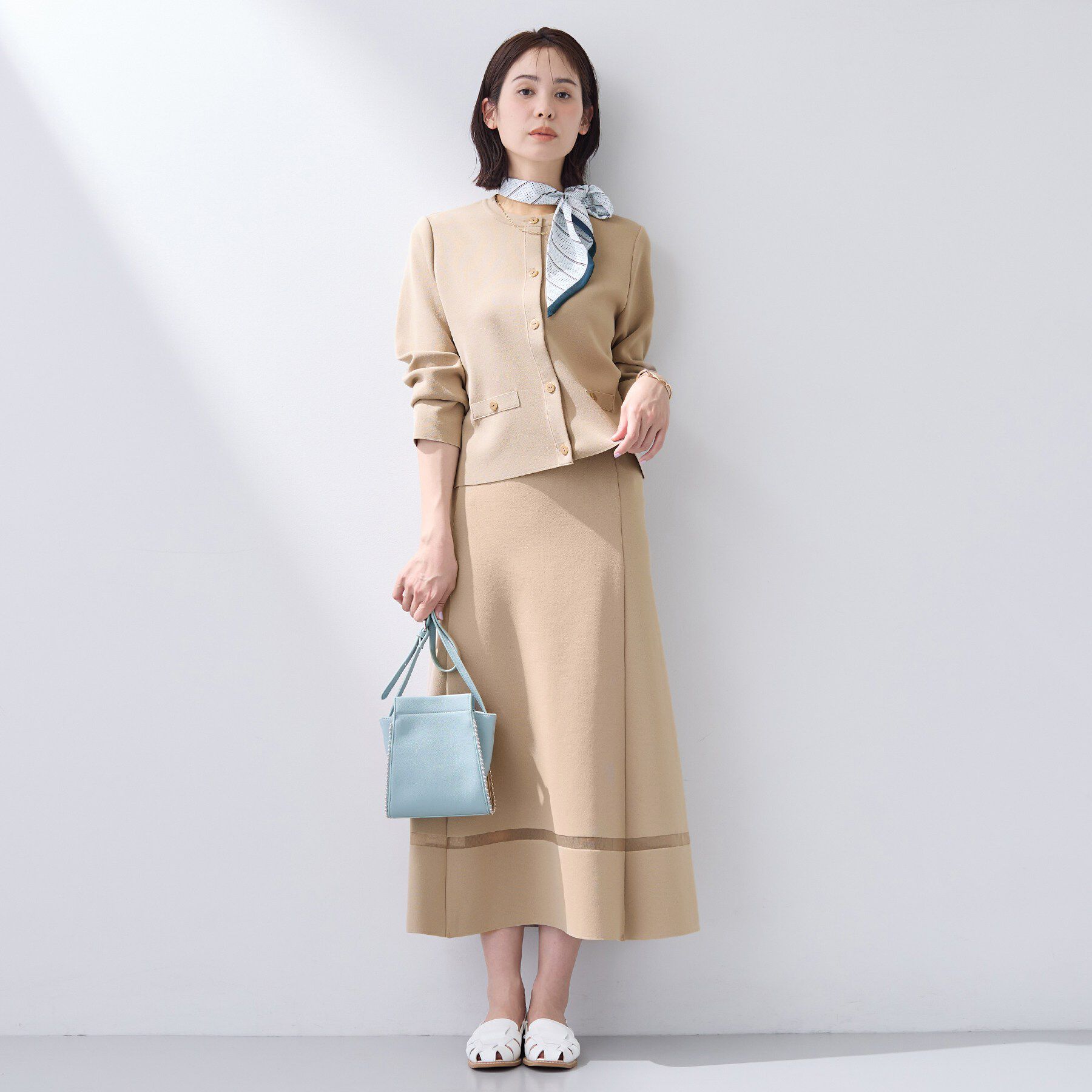 INDIVI「【洗える／SETUP可能】メタルボタンニットジャケット風カーディガン」|カーディガン|