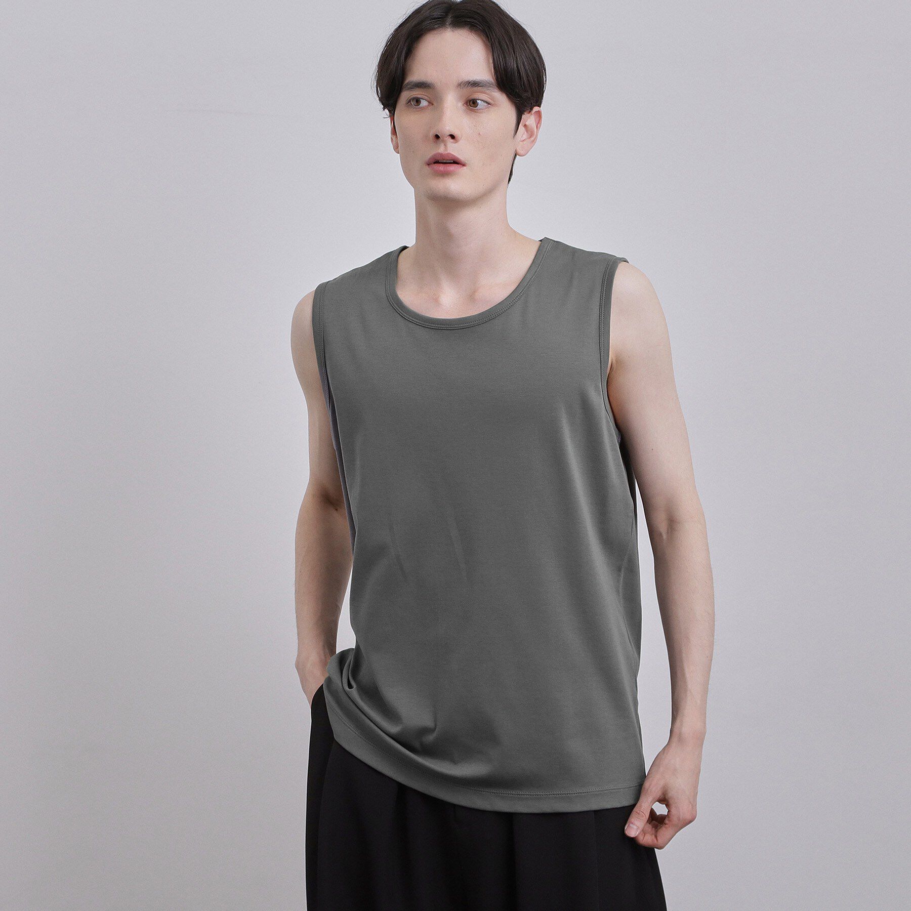 tk.TAKEO KIKUCHI「スムースシルケット ノースリーブカットソー」|Tシャツ・カットソー|