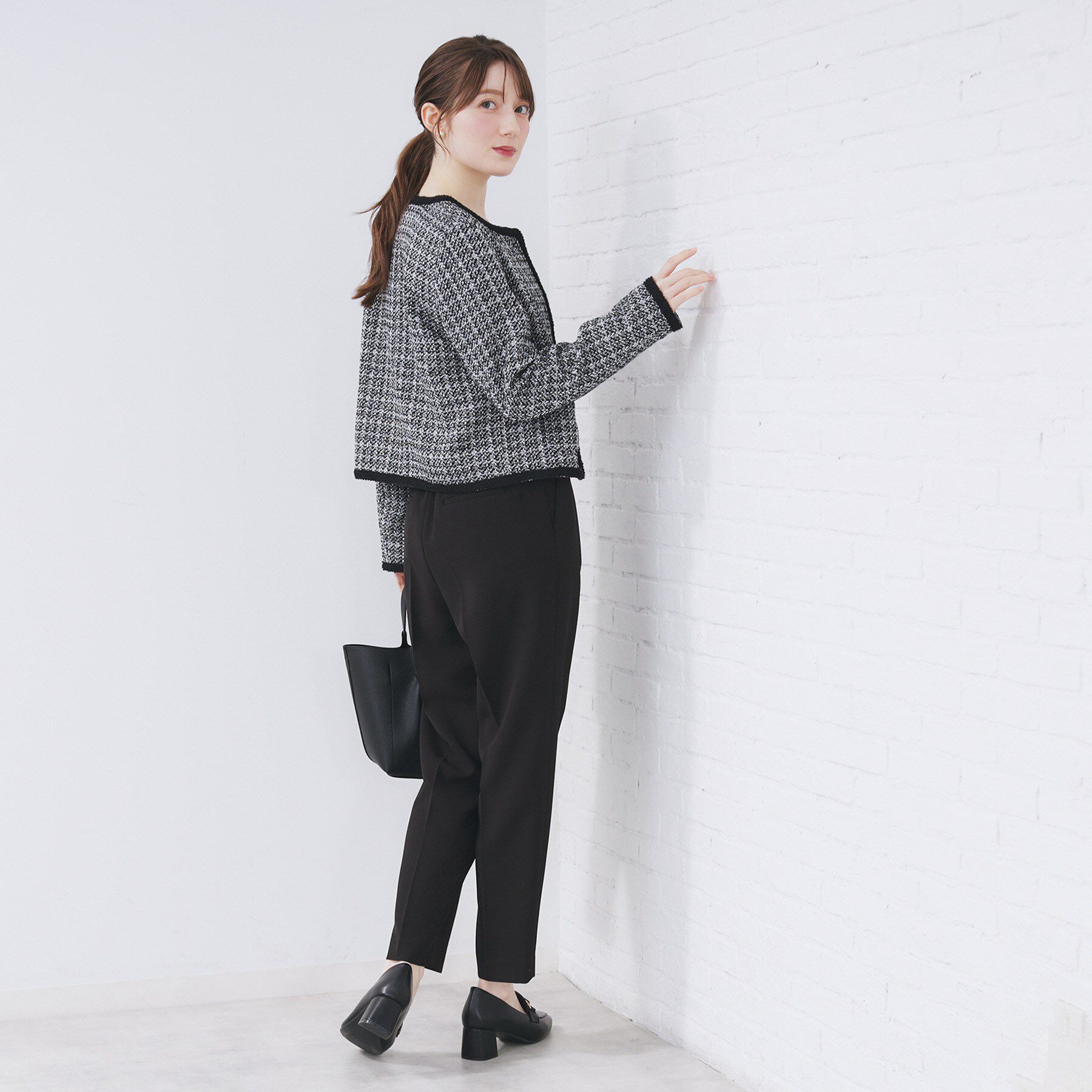 index「ファンシーツイードノーカラージャケット【洗える】」|ノーカラージャケット|