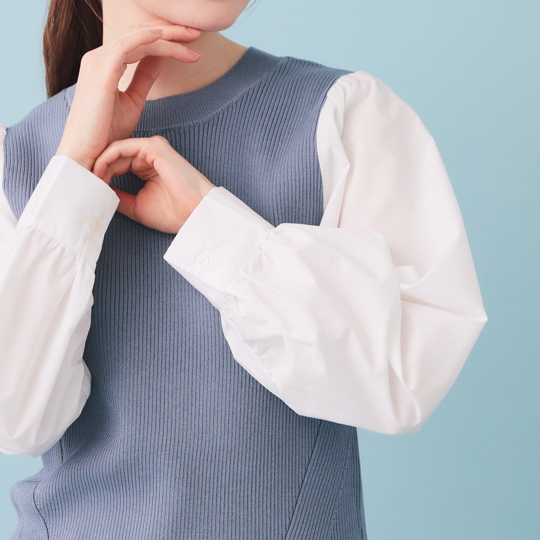 index「シャーリングドッキングニット【洗濯機OK】」|ニット・セーター|