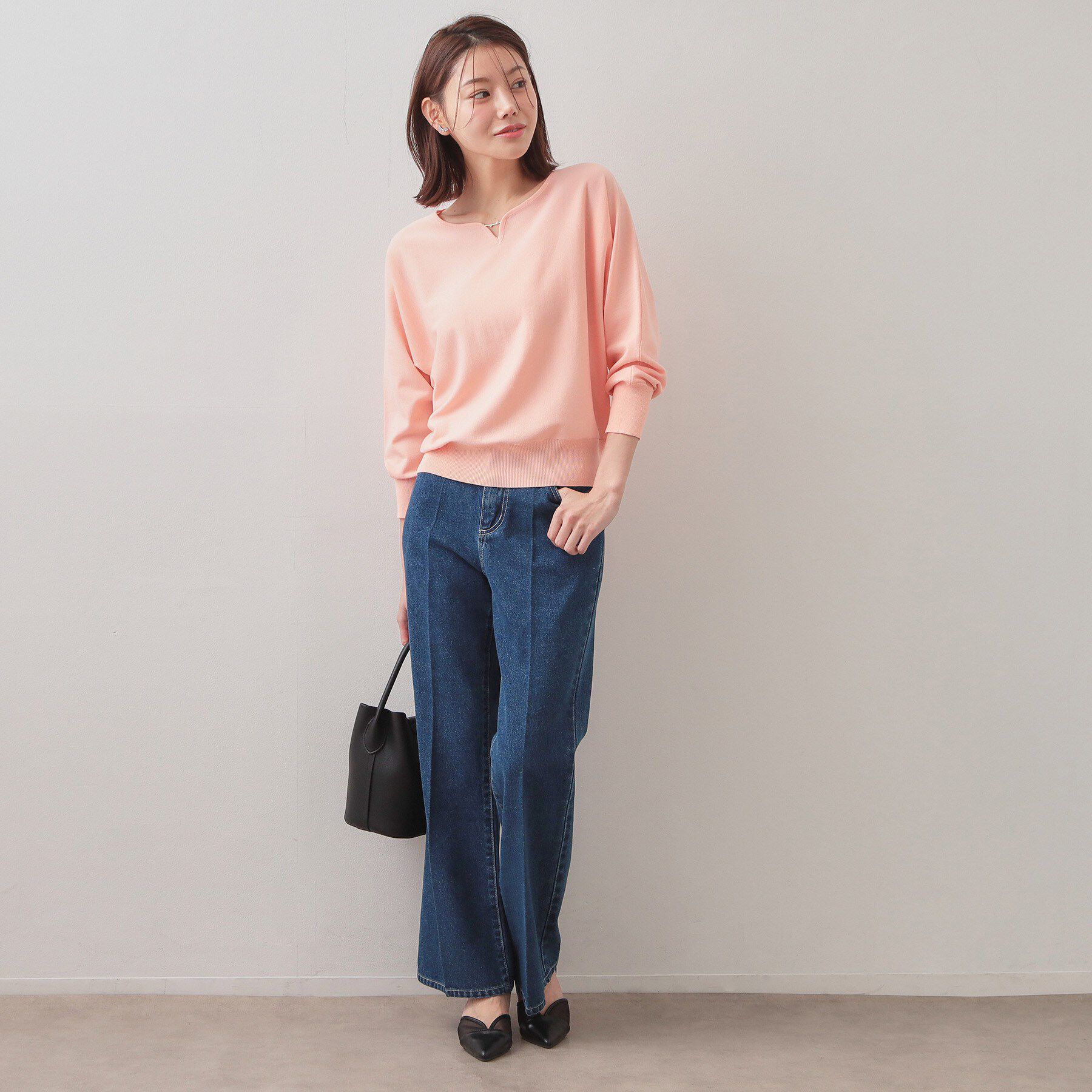 index「フロントパーツ付きドルマンスリーブニット【洗濯機OK/抗ピル】《7col》」|ニット・セーター|