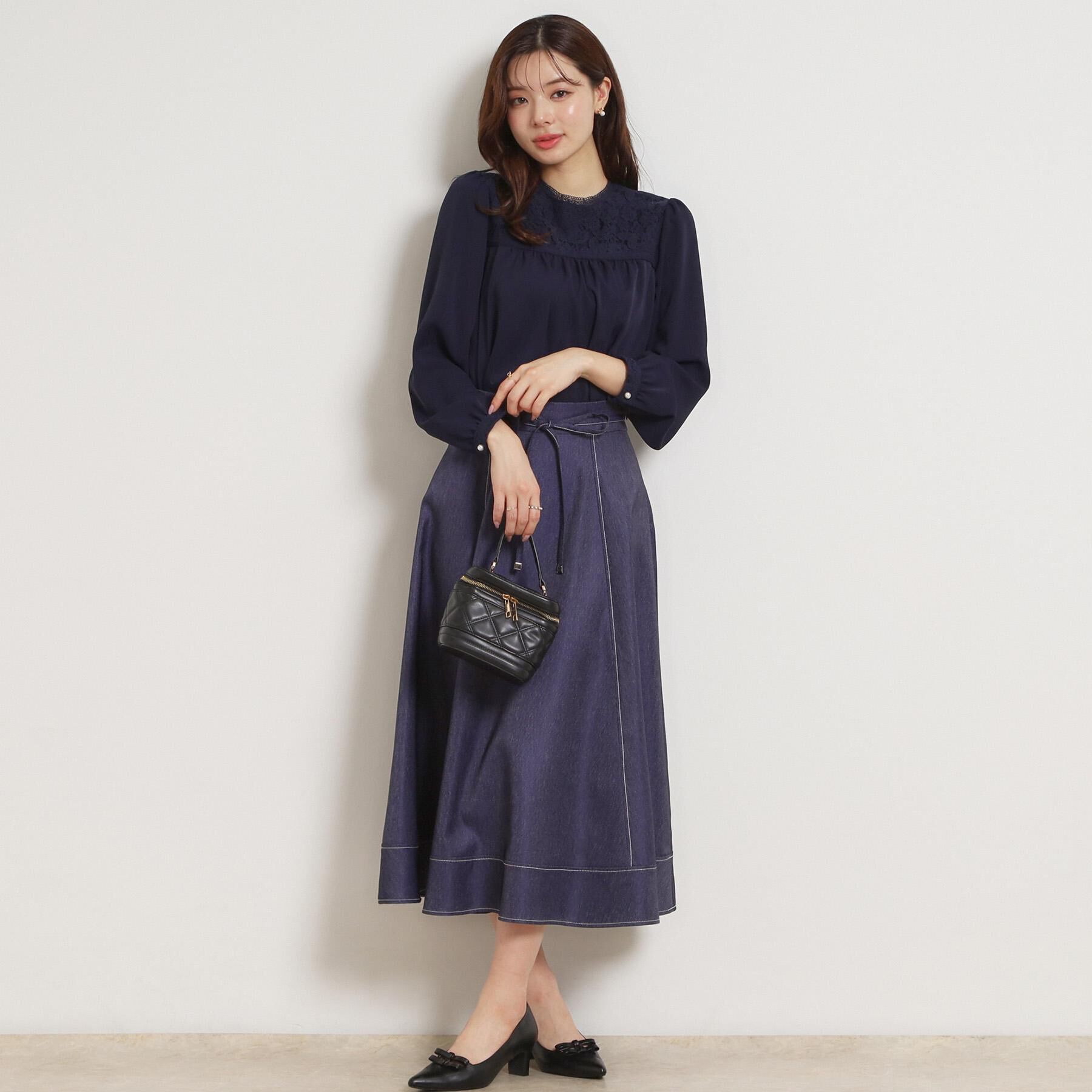 Couture broach「【ハレの日・通勤】レースドッキング ブラウス」|シャツ・ブラウス|