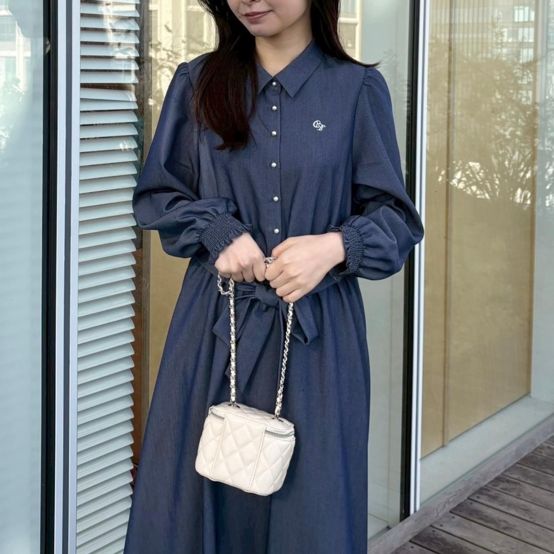 Couture broach「【洗える】ロゴエンブロ シャツワンピース」|ワンピース|