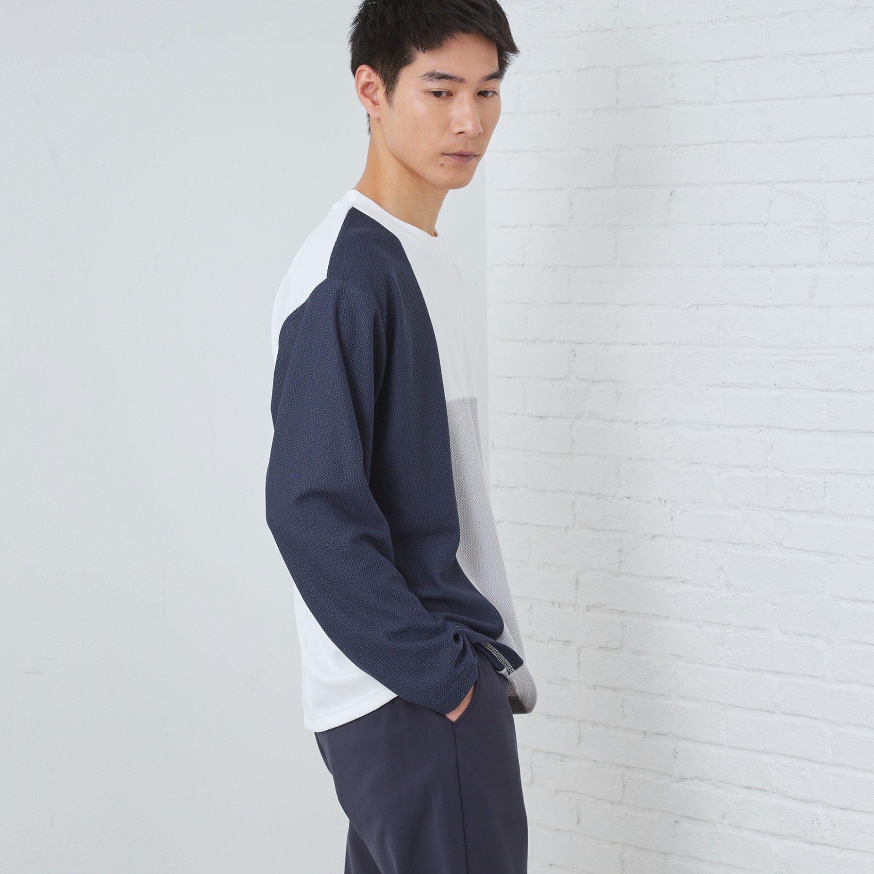 THE SHOP TK「【ちょうどいいカジュアル】パネルブロッキング長袖Tシャツ」|Tシャツ・カットソー|