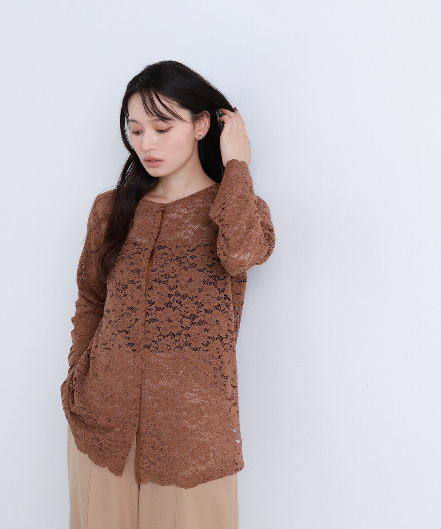  「レースブラウス」|シャツ・ブラウス|ブラウン