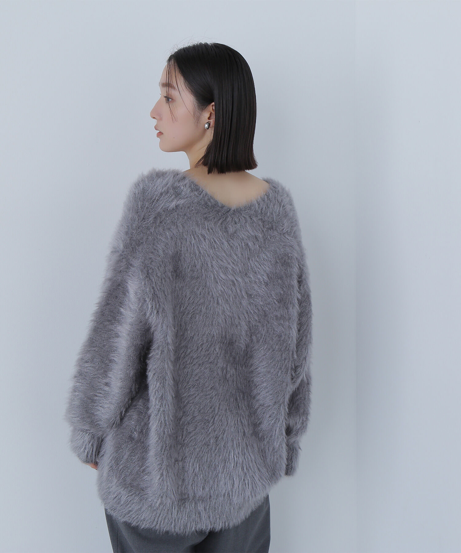  「ヘアリーラメニットシリーズ Vネックカーディガン」|ニット・セーター|