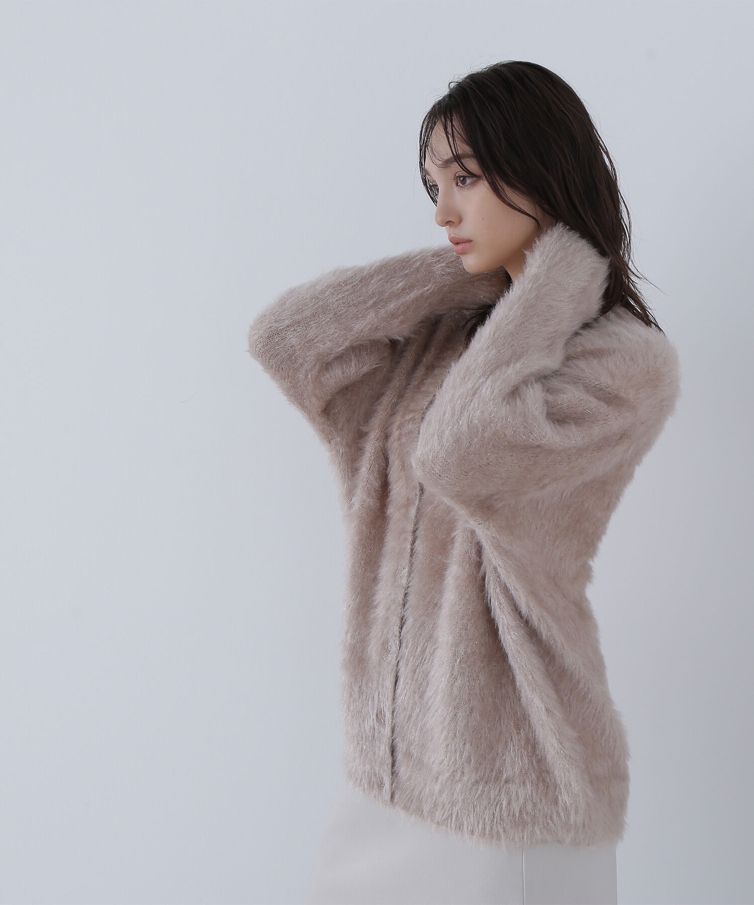  「ヘアリーラメニットシリーズ Vネックカーディガン」|ニット・セーター|